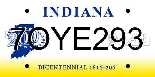 7OYE293 Indiana License Plate