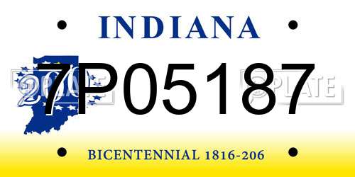 7P05187 Indiana License Plate