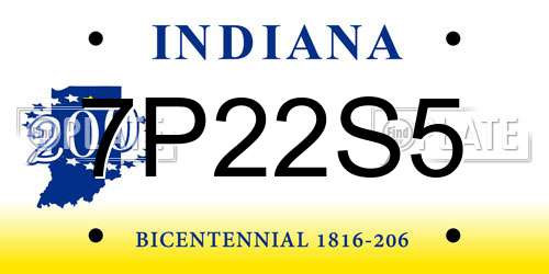 7P22S5 Indiana License Plate