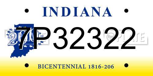 7P32322 Indiana License Plate