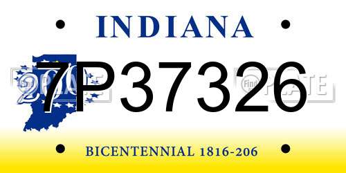 7P37326 Indiana License Plate