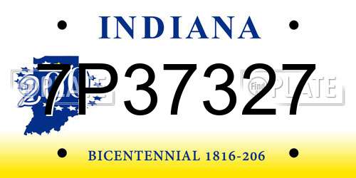 7P37327 Indiana License Plate