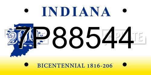 7P88544 Indiana License Plate