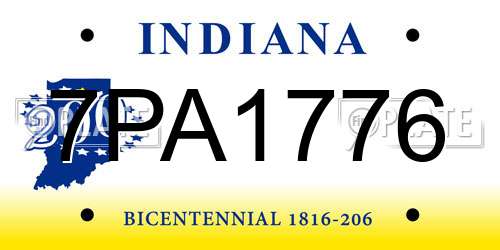 7PA1776 Indiana License Plate