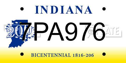 7PA976 Indiana License Plate