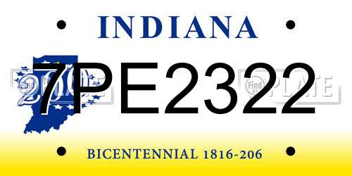 7PE2322 Indiana License Plate