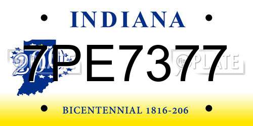 7PE7377 Indiana License Plate
