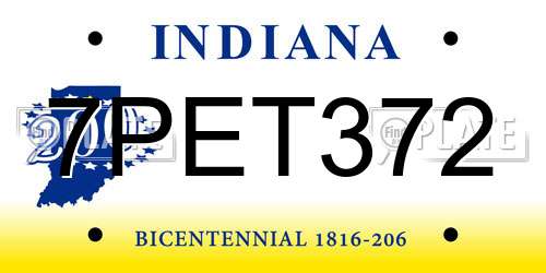 7PET372 Indiana License Plate