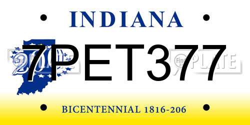 7PET377 Indiana License Plate