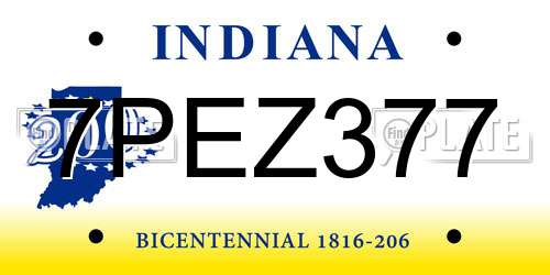 7PEZ377 Indiana License Plate