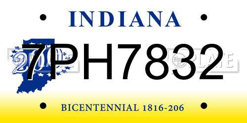 7PH7832 Indiana License Plate