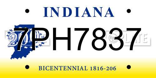 7PH7837 Indiana License Plate