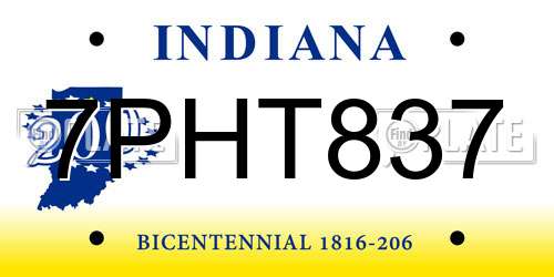 7PHT837 Indiana License Plate