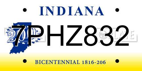 7PHZ832 Indiana License Plate