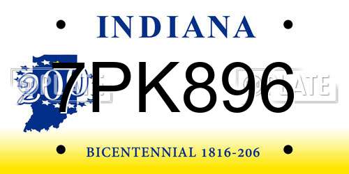 7PK896 Indiana License Plate