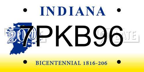 7PKB96 Indiana License Plate