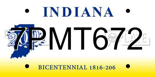 7PMT672 Indiana License Plate