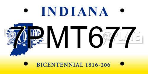 7PMT677 Indiana License Plate