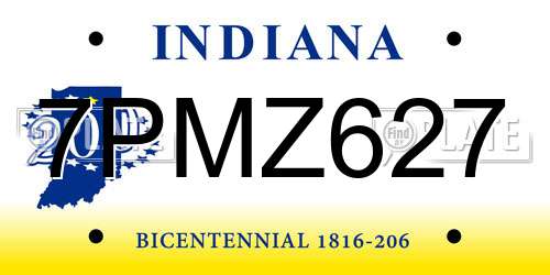 7PMZ627 Indiana License Plate