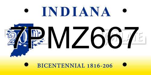 7PMZ667 Indiana License Plate