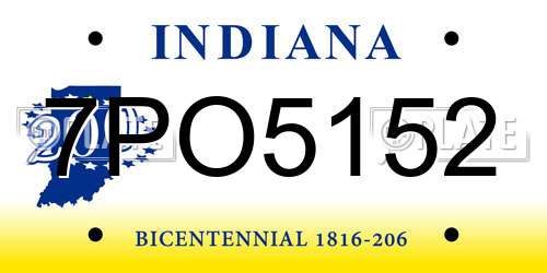 7PO5152 Indiana License Plate