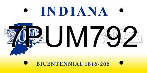 7PUM792 Indiana License Plate