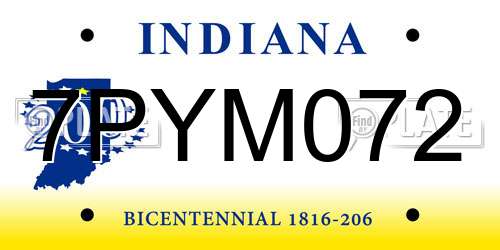 7PYM072 Indiana License Plate