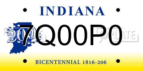 7Q00P0 Indiana License Plate