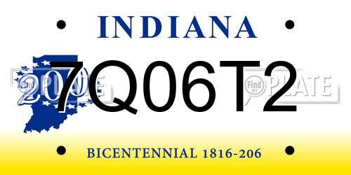 7Q06T2 Indiana License Plate