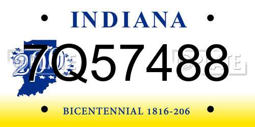 7Q57488 Indiana License Plate