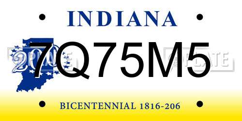 7Q75M5 Indiana License Plate