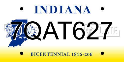7QAT627 Indiana License Plate