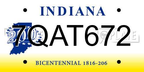 7QAT672 Indiana License Plate