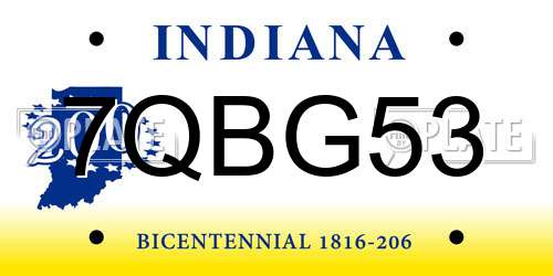 7QBG53 Indiana License Plate