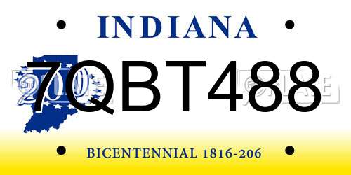 7QBT488 Indiana License Plate