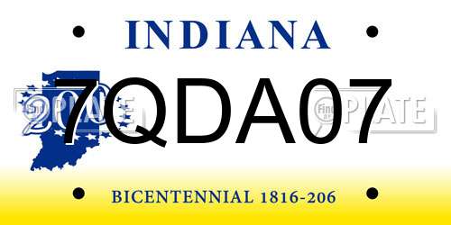 7QDA07 Indiana License Plate