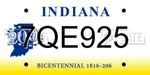 7QE925 Indiana License Plate