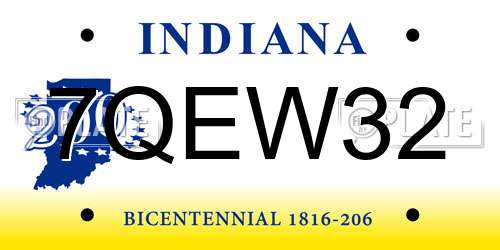 7QEW32 Indiana License Plate