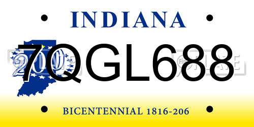 7QGL688 Indiana License Plate