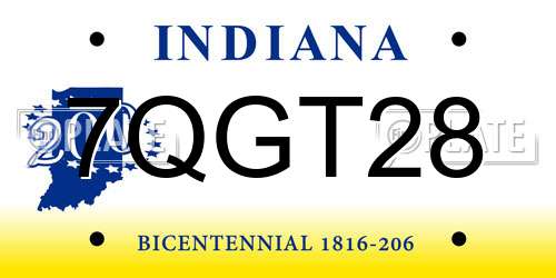 7QGT28 Indiana License Plate