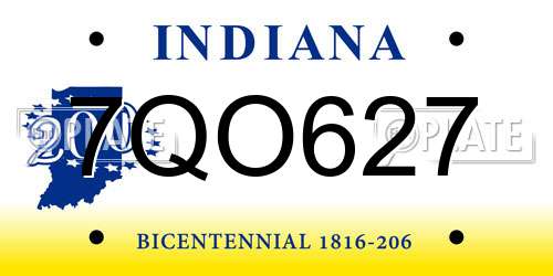 7QO627 Indiana License Plate