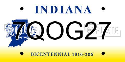 7QOG27 Indiana License Plate