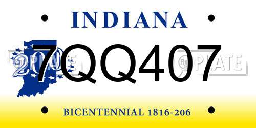 7QQ407 Indiana License Plate