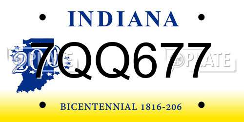 7QQ677 Indiana License Plate