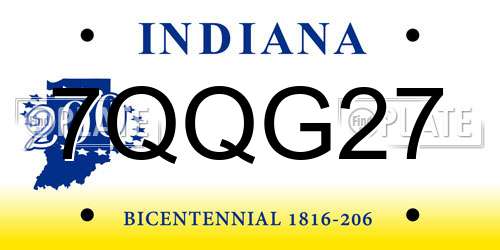 7QQG27 Indiana License Plate