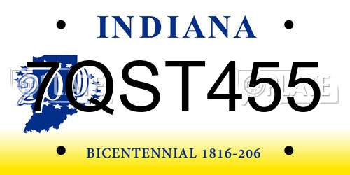 7QST455 Indiana License Plate