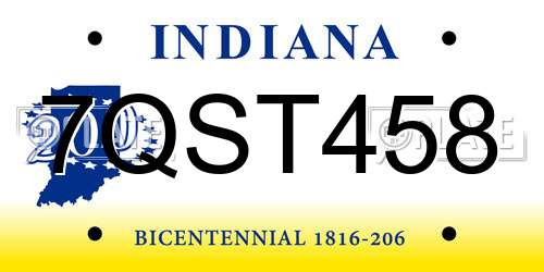7QST458 Indiana License Plate