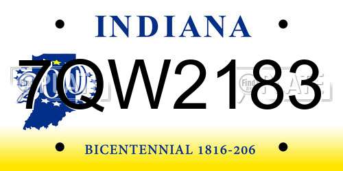 7QW2183 Indiana License Plate