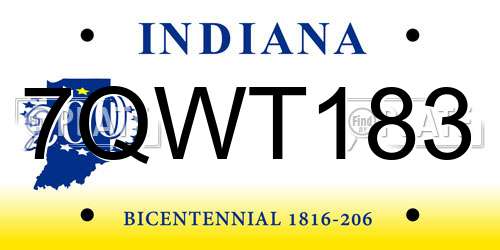 7QWT183 Indiana License Plate
