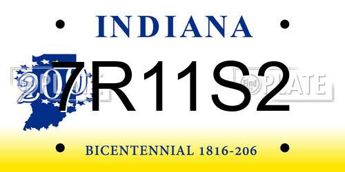 7R11S2 Indiana License Plate
